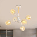 Contemporary Dome Living Room Chandelier: Blue/Tan Glass 6/8 Lights Stylish Pendant Light 6 / Tan