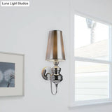 Contemporary Fabric Barrel Wall Mount Light - Bedroom Sconce (Black/Silver/White)