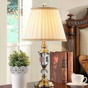Contemporary Fabric Pleated Task Lamp In Beige - 1 Bulb Reading Light For Study