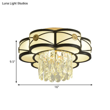 Contemporary Floral Draping Ceiling Lamp - 4/10 Bulbs Clear Crystal Black Finish 16’/28.5’ Wide