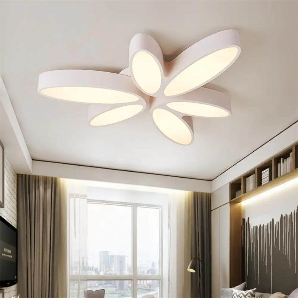 Contemporary Floral Flush Mount Acrylic 6 Light Fixture - 27’/33.5’ In Warm/White’ For