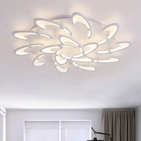 Contemporary Floral Led Ceiling Light Fixture In Warm/White/Natural With 3/6/9 Lights 15 / White