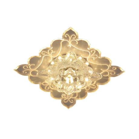 Contemporary Floral Led Crystal Ceiling Light - Clear Beveled Multi Color/White/Warm