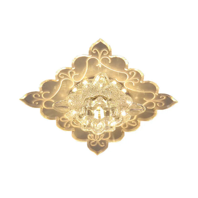 Contemporary Floral Led Crystal Ceiling Light - Clear Beveled Multi Color/White/Warm