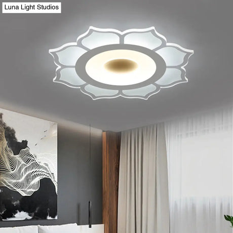 Contemporary Flower Acrylic Ceiling Light: 16.5/20.5 Wide Led Flush Mount With Warm/White Light And