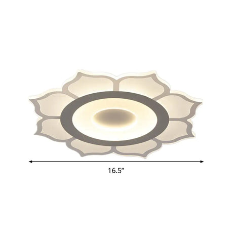Contemporary Flower Acrylic Ceiling Light: 16.5/20.5 Wide Led Flush Mount With Warm/White Light And