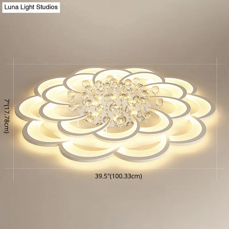 Contemporary Flower Flush Mount Ceiling Light - Acrylic Fixture For Living Room