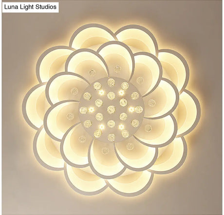 Contemporary Flower Flush Mount Ceiling Light - Acrylic Fixture For Living Room