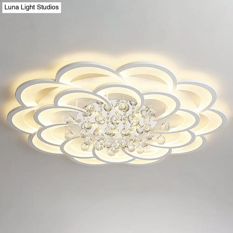 Contemporary Flower Flush Mount Ceiling Light - Acrylic Fixture For Living Room