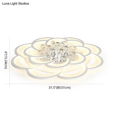 Contemporary Flower Flush Mount Ceiling Light - Acrylic Fixture For Living Room