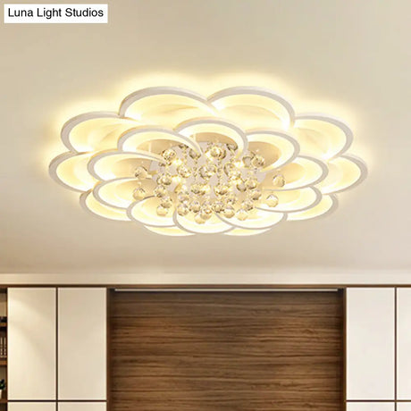 Contemporary Flower Flush Mount Ceiling Light - Acrylic Fixture For Living Room