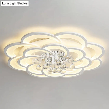 Contemporary Flower Flush Mount Ceiling Light - Acrylic Fixture For Living Room