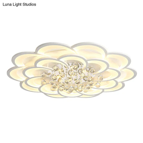 Contemporary Flower Flush Mount Ceiling Light - Acrylic Fixture For Living Room