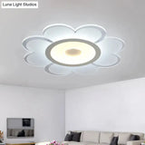 Contemporary Flower Shaped Acrylic Ceiling Light - White Led Flush Mount For Living Room