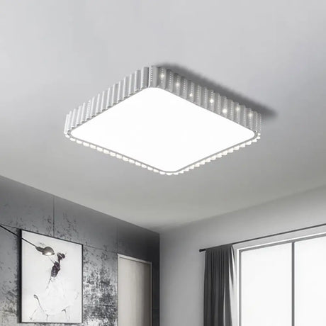 Contemporary Flush Mount Led Lamp - White/Gold Rectangular Ceiling Light Acrylic Shade Warm/White