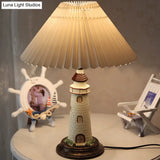 Contemporary Foldable Conical Table Lamp For Childrens Room - 1-Light Blue/Red Fabric Shade With