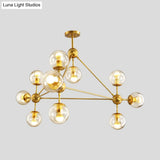 Contemporary Geometric Chandelier - Brass/Gold/Rose Gold 10/15/21 Lights Living Room Pendant