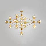 Contemporary Geometric Chandelier - Brass/Gold/Rose Gold 10/15/21 Lights Living Room Pendant 15 /