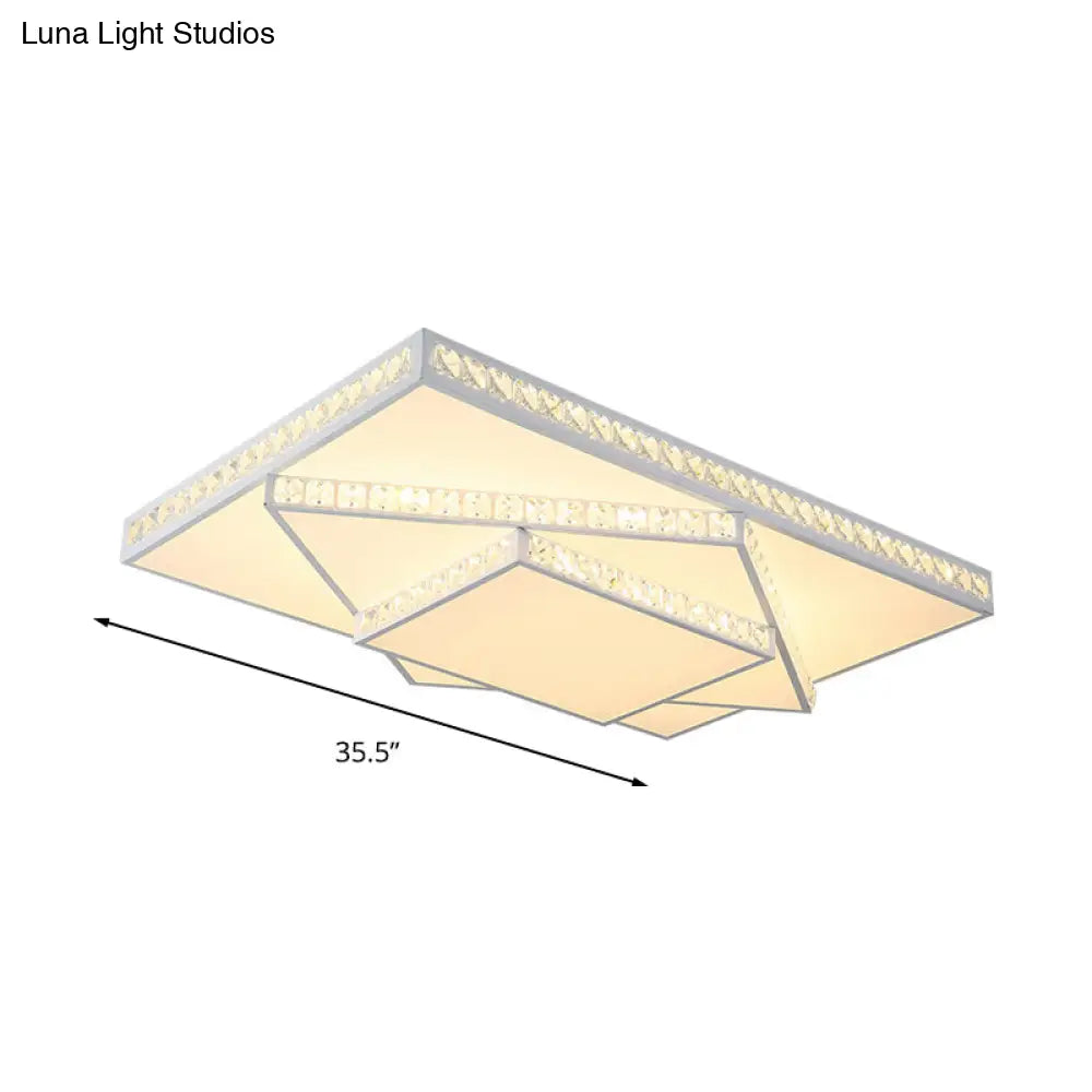 Contemporary Geometric Crystal Ceiling Light With Remote Control Dimming - Led Flush Mount Multiple