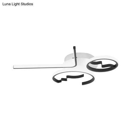 Contemporary Geometric Flush Mount Lighting - Acrylic 3/4 Lights Black/White Warm/White Light