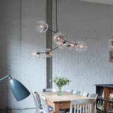 Contemporary Glass Bubble Chandelier: Adjustable Pendant For Dining Room 3/5 Heads Black/Gold Finish