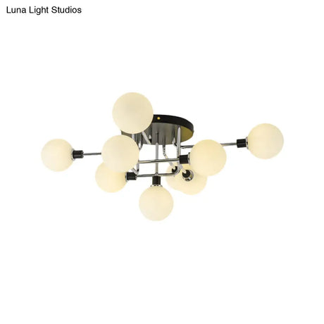 Contemporary Glass Globe Shade Ceiling Light - Semi Flush Mount For Villa Dining Room