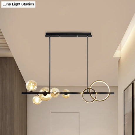 Contemporary Glass Island Lamp: 7-Head Hanging Light For Dining Room