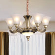Contemporary Glass Pendant Light Kit: Bell-Shaped Ceiling Chandelier For Living Room White 6 /