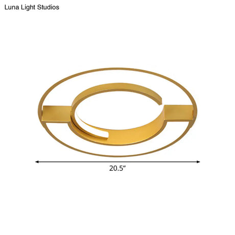 Contemporary Gold Aluminum Ceiling Lamp - Led Flushmount Lighting In Warm/White Light (16.5’ Or