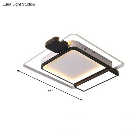 Contemporary Gold/Black Acrylic Ceiling Light With Led Flush Mount For Bedroom 16-19.5’ Width -