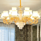 Contemporary Gold Bud Drop Lamp With Milky Glass - Dining Room Chandelier 15 /