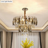 Contemporary Gold Chandelier with Clear Rectangle Cut Crystals 5 Lights Clear