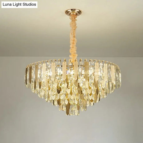 Contemporary Gold Crystal Draping Chandelier With 6 Heads – Elegant Bedroom Lighting