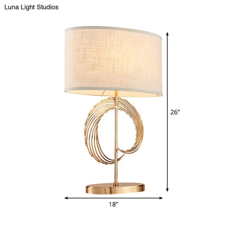 Contemporary Gold Drum Table Lamp - Stylish Bedroom Lighting Fixture