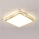 Contemporary Gold Finish Led Flush Mount Ceiling Light - Acrylic Rectangle Design / 20.5’ Remote