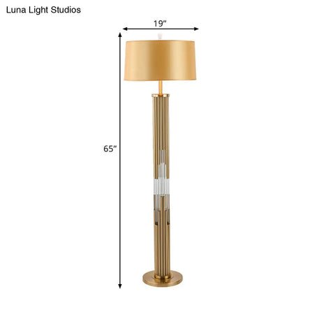 Contemporary Gold Floor Lamp With Crystal Tubes Stand & Reading Light