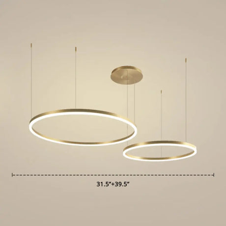 Contemporary Gold Led 2-Layer Chandelier Pendant Light With Metallic Ring / 39’