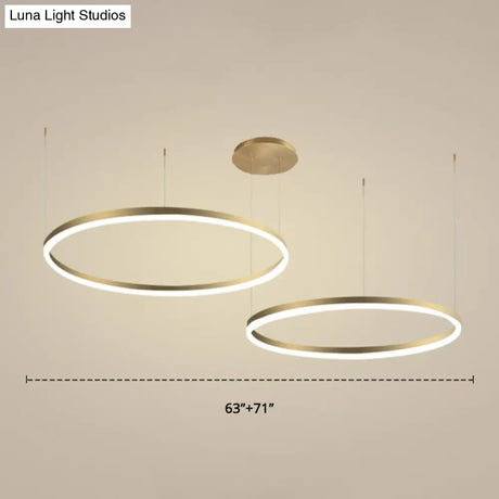 Contemporary Gold Led 2-Layer Chandelier Pendant Light With Metallic Ring