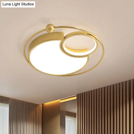Contemporary Gold Led Flush Mount Light For Bedroom