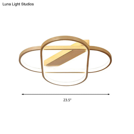Contemporary Gold Oval Led Ceiling Light For Bedroom - Warm/White 19.5’/23.5’ Wide