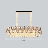 Contemporary Gold Plated K9 Crystal Chandelier For Living Room - Dark Tan Geometric Design Deep /