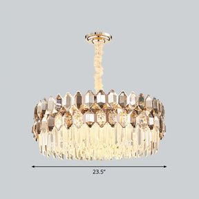 Contemporary Gold Plated K9 Crystal Chandelier For Living Room - Dark Tan Geometric Design Deep /