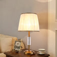 Contemporary Gold Tapered Drum Nightstand Lamp - Fabric 1-Bulb Book Reading Light