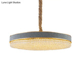 Contemporary Grey Finish Round Pendant Chandelier With Clear Crystal Beads - 9 Bulbs For Stylish