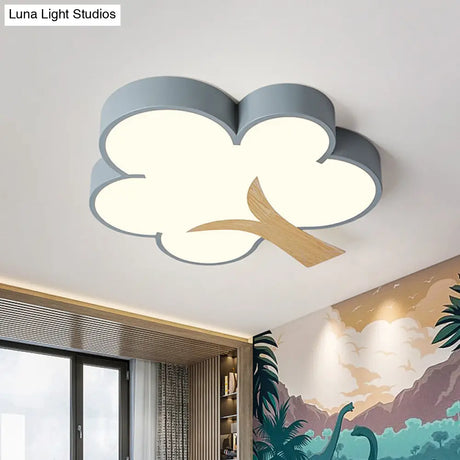Contemporary Grey/Green Tree Led Ceiling Flush Mount Light For Bedroom