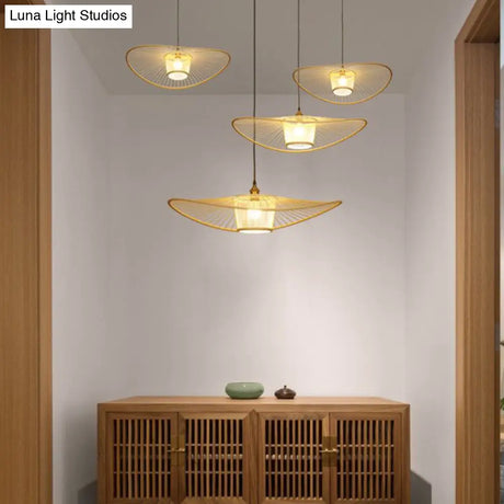 Contemporary Handcrafted Bamboo Pendant Light - Single-Bulb Wood Suspension Fixture