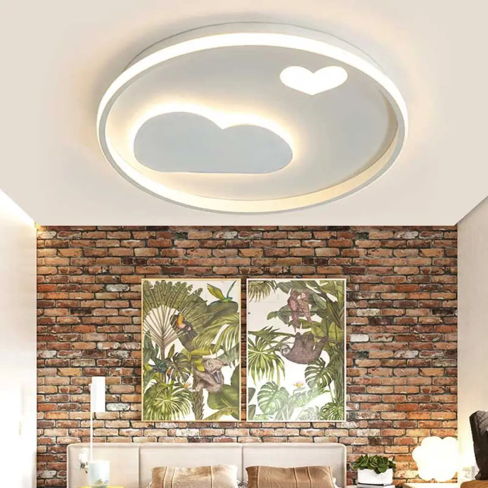 Contemporary Heart Ceiling Lamp – Led Acrylic Flush Mount Light For Hotel Hallway White / 16.5’ Warm