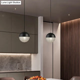 Contemporary Hemispherical Glass Pendant Light With Frosted Metal Lamp Body - Ideal For Aisle Bar
