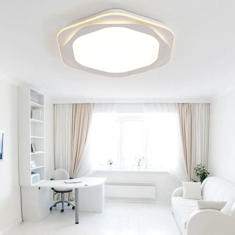 Contemporary Hexagon Acrylic Flush Mount Led Ceiling Lamp - 16.5’/20.5’ Wide White Warm/White/3