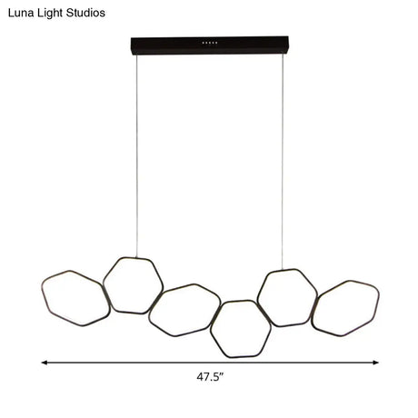 Contemporary Honeycomb Ceiling Chandelier - Metal 6-Light Coffee Suspension Light in Warm/White
